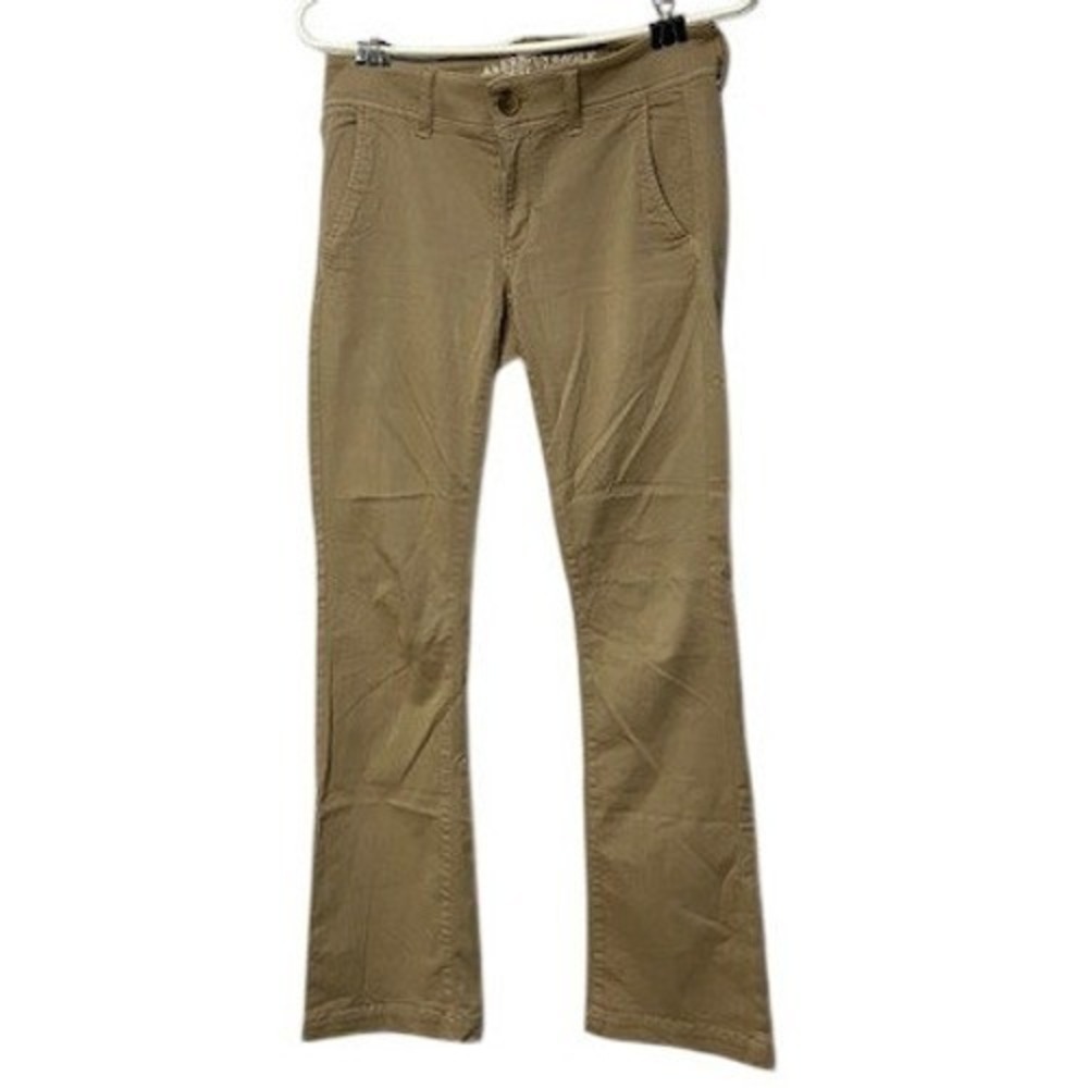 American Eagle Skinny Kick Khaki Pants Tan Mid Rise Stretch Trousers Women